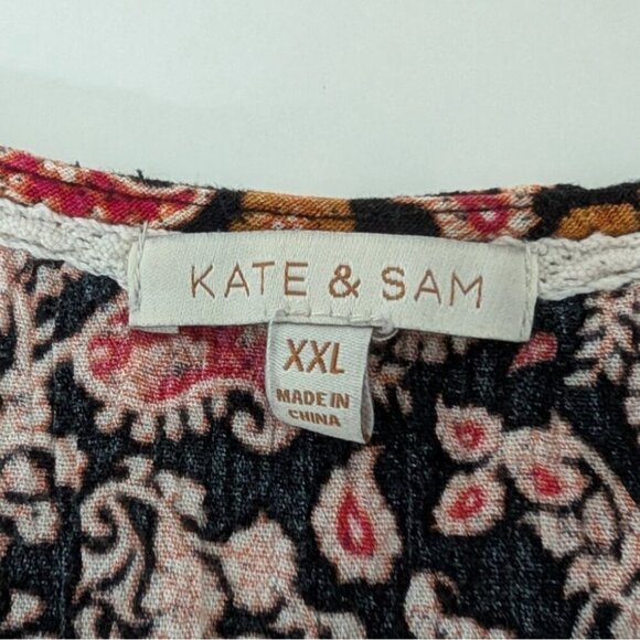 Kate & Sam Floral Paisley Maxi Dress Womens Size XXL Black Mixed Print Tiered - Picture 5 of 12